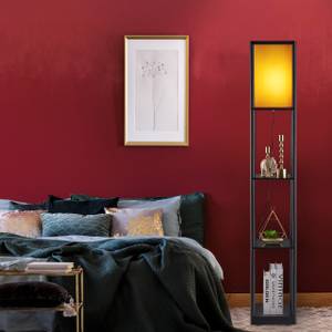 Stehlampe mit Regal Schwarz - Braun - Kunststoff - Textil - 26 x 159 x 26 cm