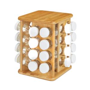 Carrousel à épices bambou Marron - Blanc - Bambou - Verre - Matière plastique - 25 x 28 x 25 cm