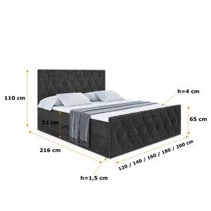 Boxspringbett VELANTO Schwarz - Breite: 160 cm - H3