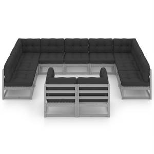 Garten-Lounge-Set (11-teilig) 3009765-2 Anthrazit - Grau