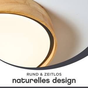 LED Deckenleuchte rund,dimmbar Schwarz - Braun - Holz teilmassiv - 31 x 9 x 31 cm