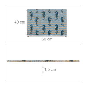 Fußmatte Kokos mit Seepferdchen blau Blau - Gelb - Naturfaser - Kunststoff - 60 x 2 x 40 cm