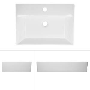 Waschbecken Eckigform 515x360x130mm weiß Weiß - Keramik - Metall - 36 x 13 x 52 cm
