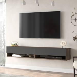 Meuble TV Laitila Anthracite - Imitation chêne foncé - Largeur : 180 cm