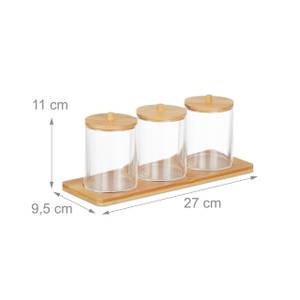 Wattestäbchenbehälter mit Tablett Braun - Bambus - Kunststoff - 27 x 11 x 10 cm