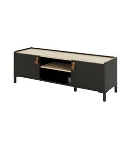 Banc TV 2 portes Amsterdam - L136 cm Noir - Bois manufacturé - 40 x 44 x 136 cm