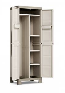 Besenschrank mit zwei Türen Beige - Kunststoff - 65 x 182 x 45 cm