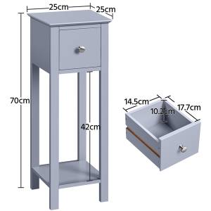 2 STK.Beistelltisch Grau - Holzwerkstoff - 25 x 70 x 25 cm