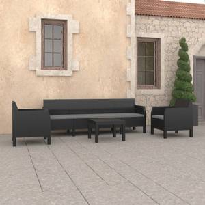 Garten-Lounge-Set Grau - Kunststoff - Polyrattan - 65 x 76 x 240 cm