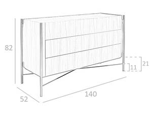 Commode en noyer et acier Marron - Bois manufacturé - 140 x 82 x 52 cm