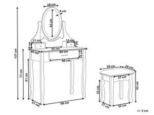 Schminktisch ASTRE 2-tlg Schwarz - Weiß - Holzwerkstoff - 80 x 137 x 40 cm