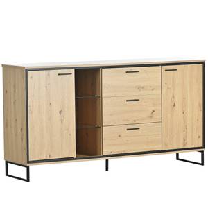 Sideboard Helios Ⅱ Braun - Holzwerkstoff - Glas - Metall - 40 x 85 x 160 cm