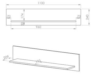 Wandboard AGIS Braun - Holzwerkstoff - 110 x 24 x 21 cm