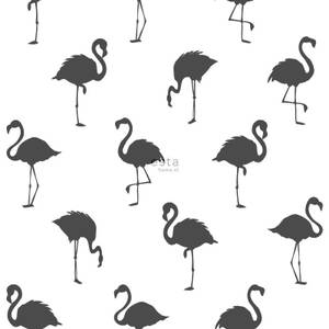 papier peint flamants 7236 Noir - Fibres naturelles - Textile - 53 x 1005 x 1005 cm