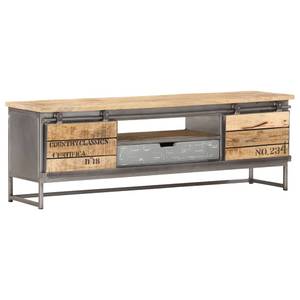 TV-Schrank 286533 Grau - Metall - Massivholz - Holzart/Dekor - 120 x 40 x 30 cm