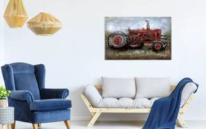 Tableau en métal Beautiful Country Life Bleu - Rouge - Métal - 90 x 60 x 5 cm