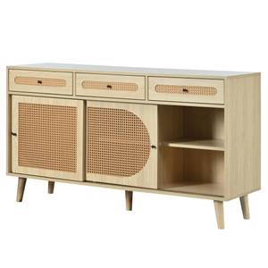 Sideboard Coeus Ⅶ Braun - Holzwerkstoff - Metall - Polyrattan - 40 x 78 x 140 cm