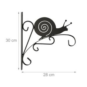 3 x Blumenhaken Schnecke Schwarz - Metall - 28 x 30 x 2 cm