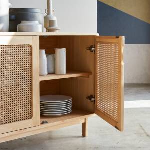 Buffet Luis Braun - Naturfaser - Holzart/Dekor - 160 x 75 x 45 cm