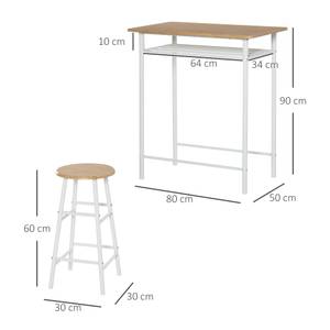 Bartisch-Set 835-297WT Grau - Holzwerkstoff - 50 x 90 x 80 cm