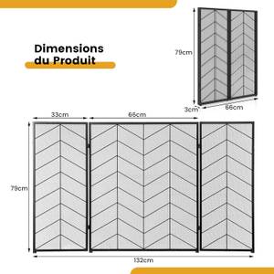 Enceinte de cheminée JV11173DK Noir - Métal - 79 x 2 x 132 cm