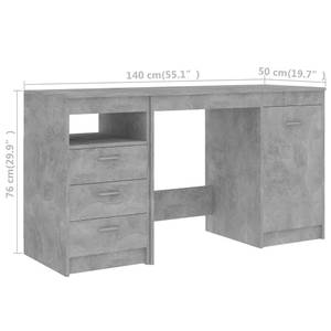 Schreibtisch 3002216 Grau - Holzwerkstoff - 140 x 76 x 50 cm