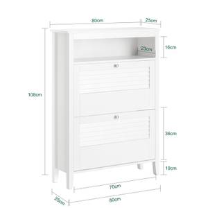 Armoire à chaussures FSR152-W Blanc - Bois manufacturé - 80 x 108 x 25 cm