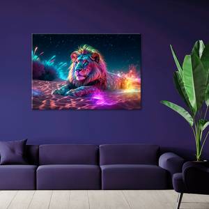 Canvas Bild Neon Löwe Natur Abstraktion 120 x 80 cm