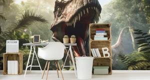 Papier Peint DINOSAURE Plantes Effet 3D 460 x 300 x 300 cm