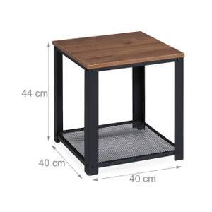 Beistelltisch Industrial mit 2 Ablagen Schwarz - Braun - Holzwerkstoff - Metall - 40 x 44 x 40 cm