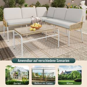 Gartenlounge-Set 3tlg Phanes Ⅲ Grau - Metall - Polyrattan - 60 x 80 x 180 cm