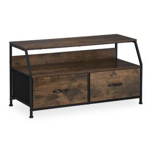 Meuble TV style industriel avec tiroirs Noir - Marron - Bois manufacturé - Métal - 93 x 49 x 42 cm