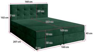 Boxspringbett DETROIT Grün - Breite: 160 cm