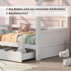 Hausbett Thalassas Ⅴ Weiß - Holzwerkstoff - Metall - Massivholz - Holzart/Dekor - 86 x 154 x 166 cm