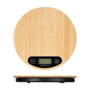 Digitale Küchenwaage aus Bambus Schwarz - Braun - Bambus - Kunststoff - 20 x 2 x 20 cm