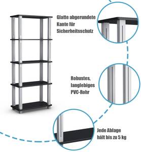 5 Ebenen Standregal Lagerregal Schwarz - Holzwerkstoff - Kunststoff - 30 x 145 x 60 cm