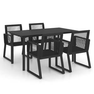 Garten-Essgruppe (5-teilig) 3058285 Schwarz - Polyrattan - 80 x 74 x 150 cm