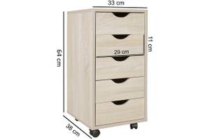 Rollcontainer BETIM Standcontainer Braun - Holzwerkstoff - 38 x 64 x 33 cm