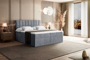 Boxspringbett MIAMI Hellgrau - Breite: 140 cm - H3