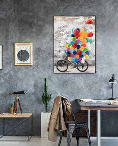 Tableau peint à la main Bike Euphoria Bois massif - Textile - 70 x 100 x 4 cm