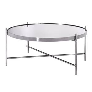 Table basse Ø 75x35cm argentée en métal Argenté - Verre - Métal - 75 x 35 x 75 cm