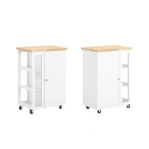 Chariot de Service FKW75-WN Blanc - Bois manufacturé - Verre - 60 x 90 x 40 cm