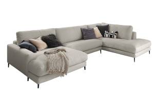 Sofa CARA Wohnlandschaft U-Form Cord Steingrau