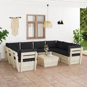 Garten-Lounge-Set (9-teilig) 3016490-21 Schwarz