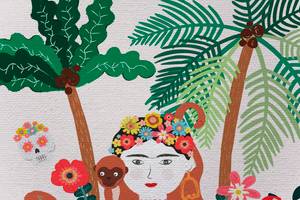 Leinwand Kinderdruck Frida Kahlo Textil - 3 x 60 x 40 cm