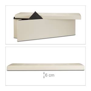 Tabouret pliant similicuir pouf pliable Blanc crème