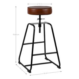 Tabouret de bar Ø 32x70-89cm brun/noir Noir - Marron - Métal - 35 x 89 x 35 cm