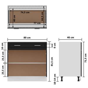 Schubunterschrank 3016496-4 Schwarz - Breite: 80 cm