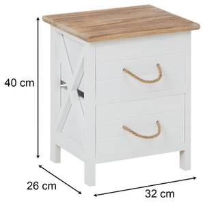 Table de chevet PERUGIA Blanc - Bois massif - 32 x 40 x 26 cm