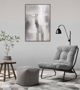 Acrylbild handgemalt Nebelwand Beige - Grau - Massivholz - Textil - 80 x 120 x 4 cm